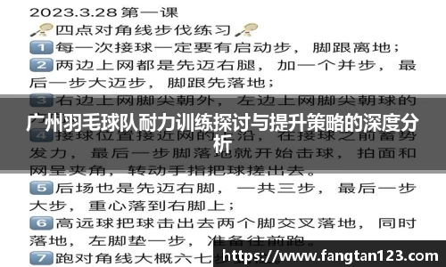 广州羽毛球队耐力训练探讨与提升策略的深度分析